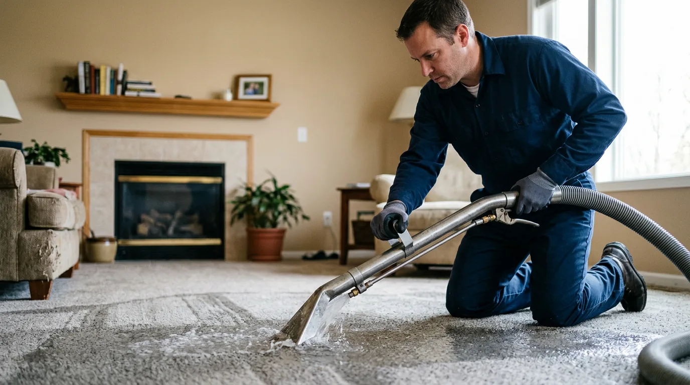 Water damage restoration technician working near Little Rock, AR